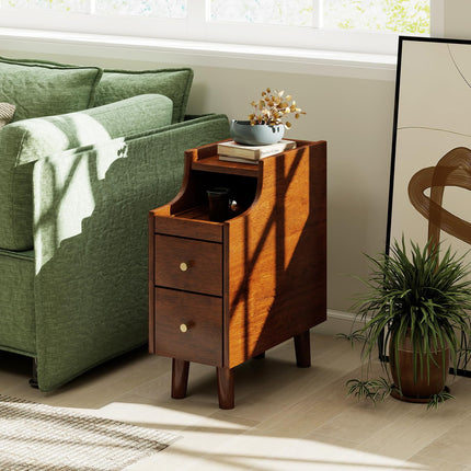 Dreamade Narrow Nightstand with 2 Drawers for Small Spaces (1/2)