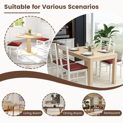 Dreamade Wooden Dining Chairs Set of 2/4 Armless Kitchen Chairs w/Slat Backrest