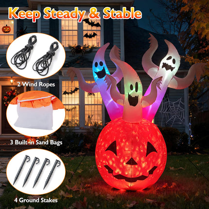 DREAMADE 6FT Halloween Inflatables Lighted Ghost Pumpkin Yard Decoration