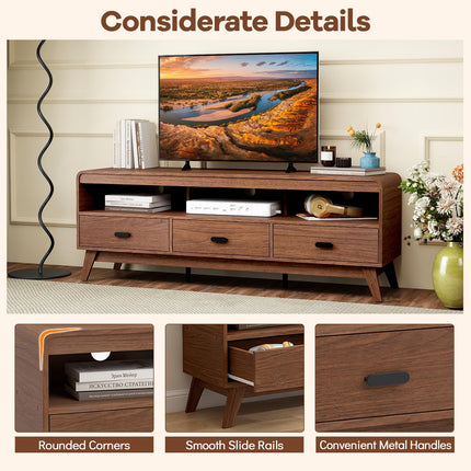 Dreamade TV Stand for 60-70 Inch TV Mid-Century Modern Entertainment Center with 3 Storage Drawers