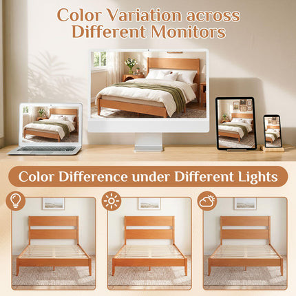 Dreamade Queen/Full/Twin Size Wooden Bed Frame with Slatted Headboard