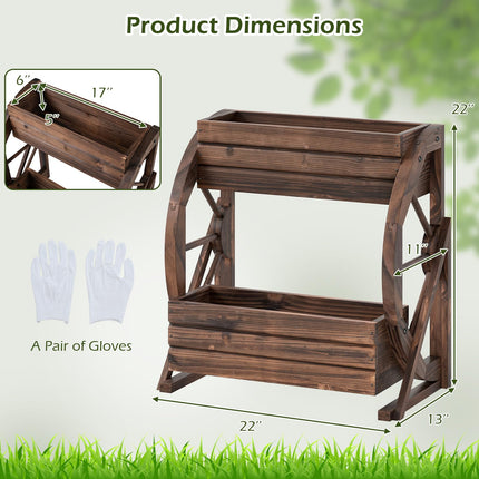Dreamade Wooden Wagon Planter Box for Patio Garden Balcony