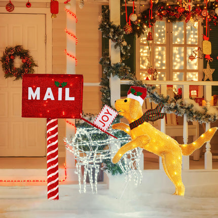 Dreamade 3.5 FT Lighted Dachshund Climbing Mailbox, Pre-Lit Christmas Holiday Decoration
