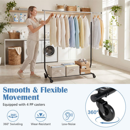 Dreamade Extendable Heavy-Duty Rolling Clothing Rack for Hanging Clothes