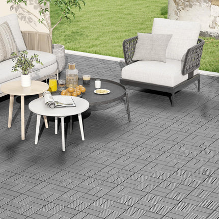 Dreamade 18/36 PCS Interlocking Deck Tiles - 12" x 12" Composite Decking Boards Waterproof All Weather