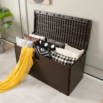 Dreamade Patio Deck Box - Outdoor Storage Bin with Flip Lid, Lock Hole, 31-130 Gallons