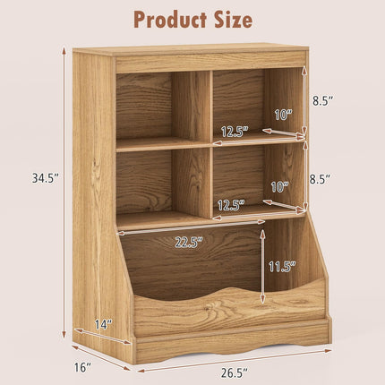 Dreamade Storage Cabinet, Small Bookshelf, Short Bookcase with 4 Open Storage Cube & Bottom Compartment