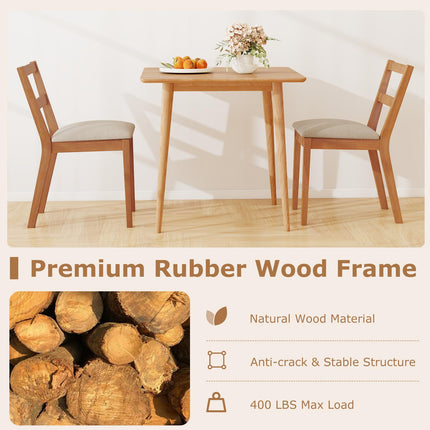 Dreamade Wooden Dining Chairs Set of 2/4 Farmhouse Upholstered Kitchen Chairs with Rubber Wood Legs & Fabric Padded Seat
