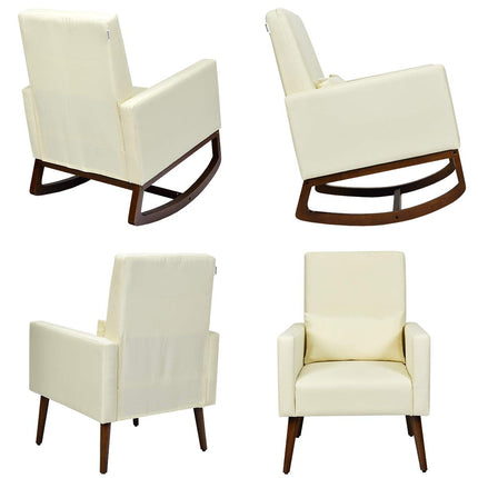 Dreamade Upholstered Rocking Chair, Modern High Back Armchair