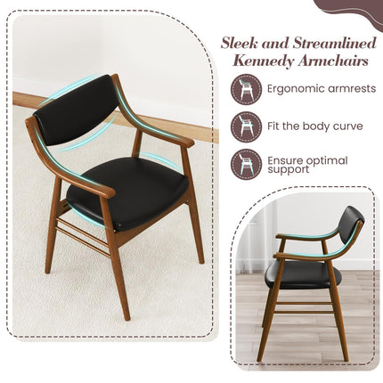 Dreamade Wooden Dining Chairs Set of 2/4, PU Leather Upholstered Kitchen Chairs w/Padded Seat & Back