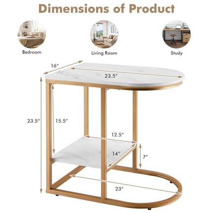 Dreamade Side Table, 2-Tier C-Shaped End Table