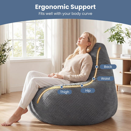 Dreamade Bean Bag Chair for Adults | Accent Lazy Sofa with Skin-Friendly Corduroy Cover & Soft Sponge Filling