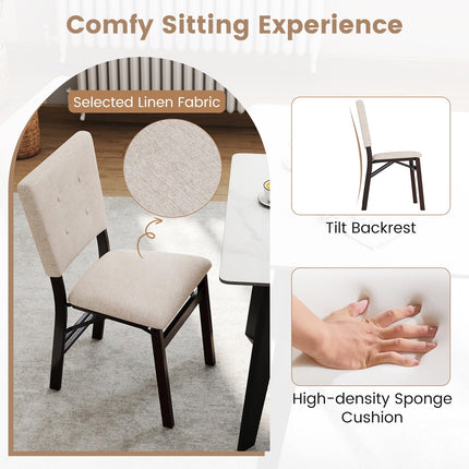 Dreamade Foldable Dining Chair Set of 2/4 Armless Kitchen Chair with Padded Seat and Tilt Backrest