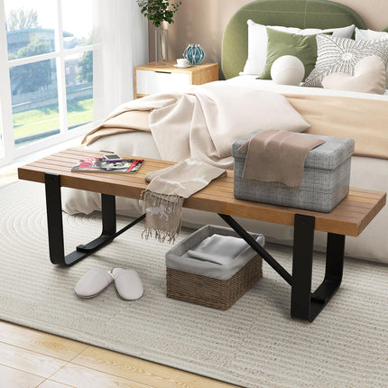 Dreamade Dining Bench, 60 Inch Entryway Shoe Rack Bench, Long Kitchen Bench with Metal Frame