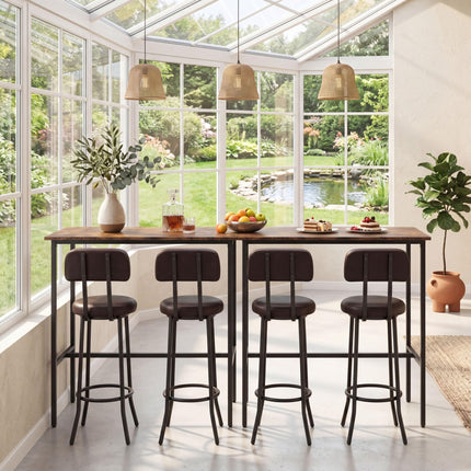 Dreamade 3-Piece Bar Table and Chairs Set | Counter Height Pub Table and 2 Upholstered Stools