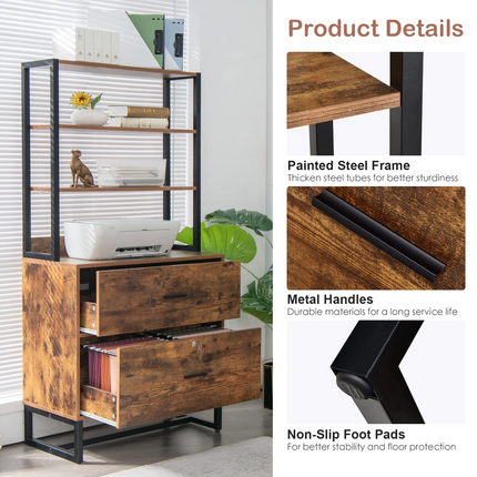 Dreamade Lateral File Cabinet with 2 Drawers with Lock