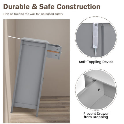 Dreamade Bathroom Storage Cabinet with Drawer - Floor Cabinet with Doors, Adjustable Shelf