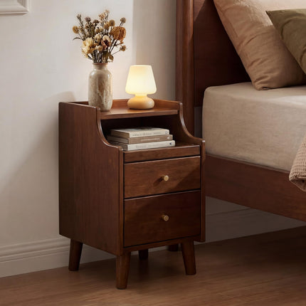 Dreamade 12'' Slim Wood Bedside Table w/Pull-Out Tray & Cable Hole (1/2)