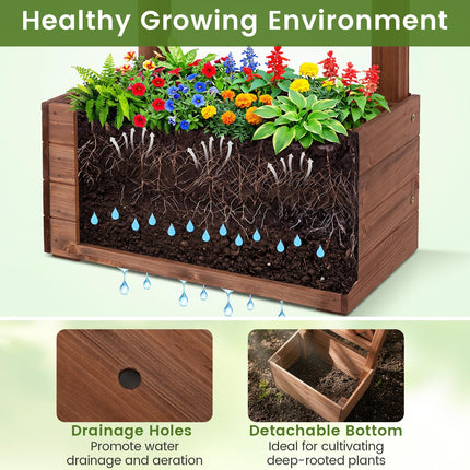 Dreamade 87in Tall Wooden Garden Arbor with Planter Boxes & Hanging Roof