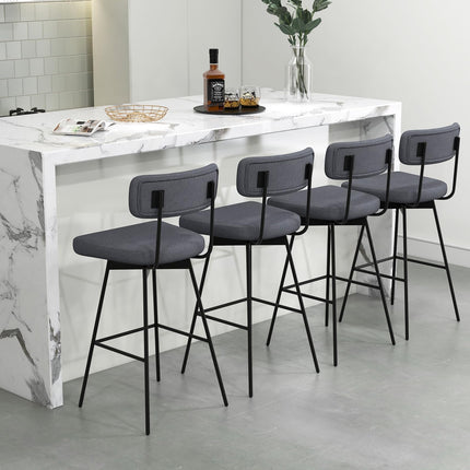 Dreamade Swivel Bar Stools, Upholstered Bar Height Bar Chairs w/Padded Seat & Backrest