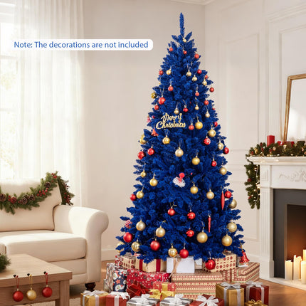 Dreamade 7 FT Pre-Lit Royal Blue Snow Flocked Christmas Tree with 340 LED Lights