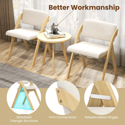 Dreamade Set of 2 Folding Kitchen Dining Chairs with Rubber Wood Legs