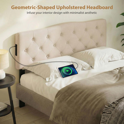 Dreamade Headboard with 2 AC Outlets for Queen & Full Size Bed