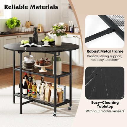Dreamade Folding Dining Table with Lockable Wheels