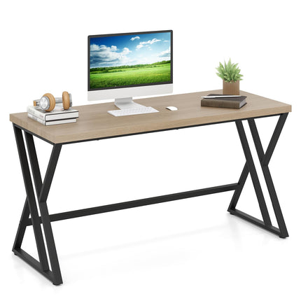 Dreamade Large Computer Desk 59" Industrial Home Office Desk with Z-Shaped Metal Leg & Crossbar