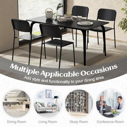 Dreamade Metal Dining Chairs Set of 4, Stackable Lightweight Kitchen Chairs w/Tilted Backrest & Sturdy Metal Legs