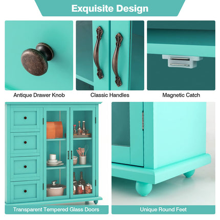 Dreamade Buffet Sideboard with Storage - Kitchen Pantry Cabinet with 2 Doors, 4 Drawers, Adjustable Shelf