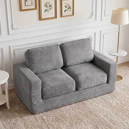 Dreamade 2-Seater Floor Couch with Removable Corduroy Cover
