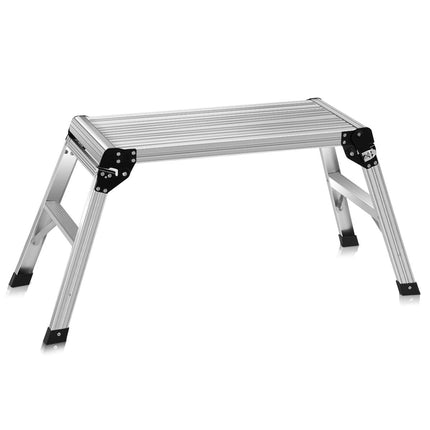 DreamadeCapacity 330 LBS Heavy Duty Portable Bench Folding Ladders Stool w/Non-Slip Mat (Silver)