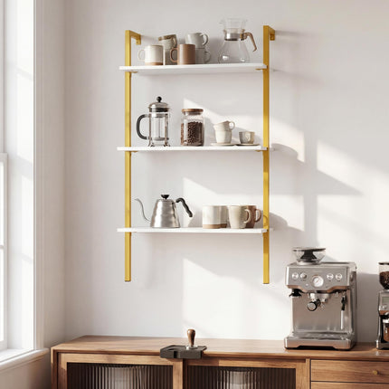 Dreamade Ladder Shelf | 3-Tier Wood Wall Mounted Bookshelf with Metal Frame (1/2)