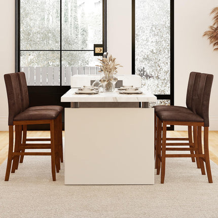 Dreamade 26" Bar Stools Set of 2/4 Upholstered Counter Height Bar Chairs with Solid Rubber Wood Legs