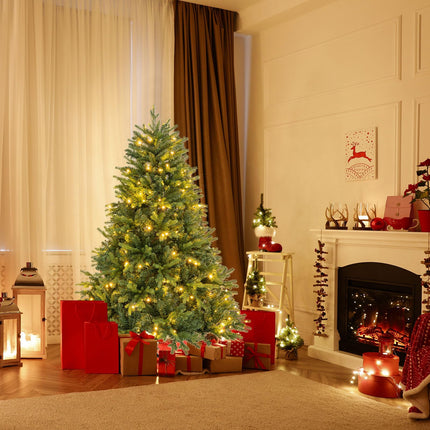 Dreamade Pre-Lit Artificial Christmas Tree, Hinged Xmas Tree with Warm-White & Multi-Color LED Lights