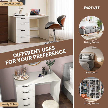 Dreamade Computer Desk with 4 Large Drawers