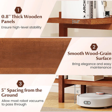 Dreamade 2 Tier Wood Bookshelf 48" Modern Wide Storage Shelf