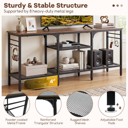 Dreamade 3-Tier TV Stand for TVs up to 65 Inch with Open Storage Shelves