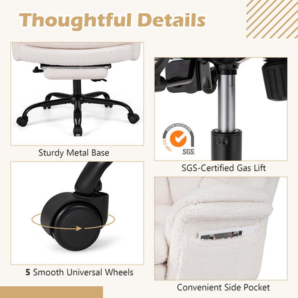 Dreamade Criss Cross Legged Reclining Desk Chair with 5-Level Adjustable Armrests