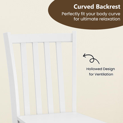 Dreamade Wooden Dining Chairs Set of 2/4-100% Solid Rubber Wood Kitchen Chair with Curved Backrest