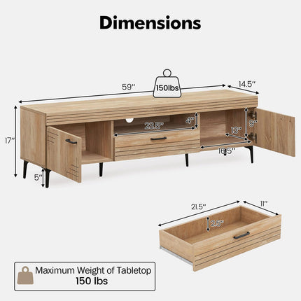 Dreamade TV Stand for TV up to 65 Inches, Mid Century Modern Entertainment Center with 2 Cabinets