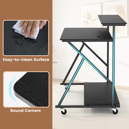 Dreamade Rolling Computer Desk with Charging Station
