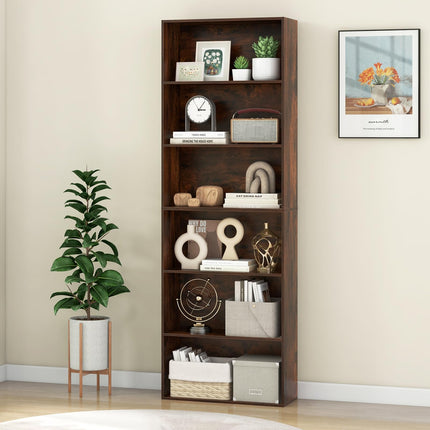 Dreamade 6-Tier Bookcase, 70" Tall Wooden Bookshelf, Freestanding Storage Organizer w/Open Shelves