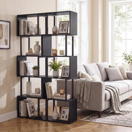 Dreamade 5-Tier S-Shaped Wood Bookcase w/Metal Frame (1/2)