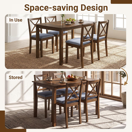 Dreamade Dining Table Set with X-Shaped Backrest for Small Space