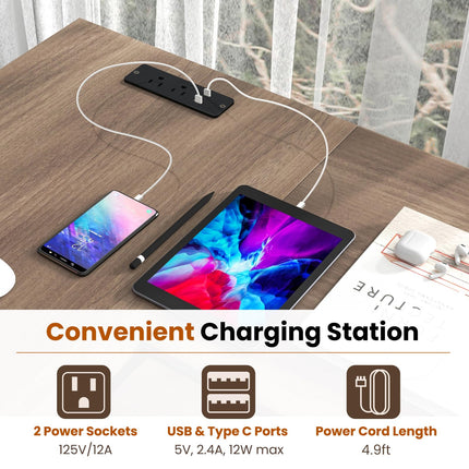 Dreamade L Shaped Desk with Power Outlets & USB Ports