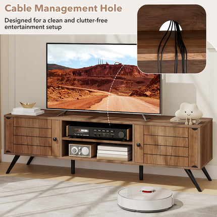 Dreamade 2-Door TV Stand for TVs up to 65 Inch with Open Shelves