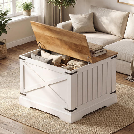 Dreamade 31.5" Square Wood Center Table with Large Hidden Storage Compartment & Hinged Lift Top