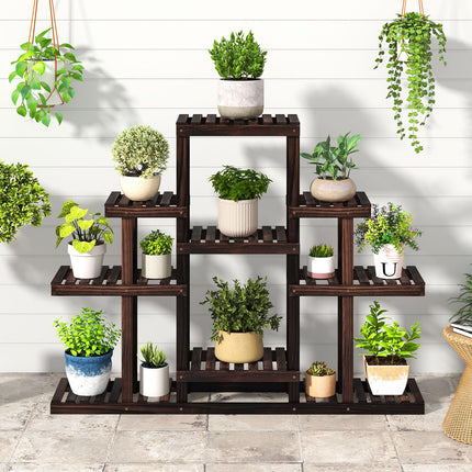 Dreamade Plant Stand Indoor & Outdoor 6 Tier Wood Flower Pot Stand for Multiple Plants